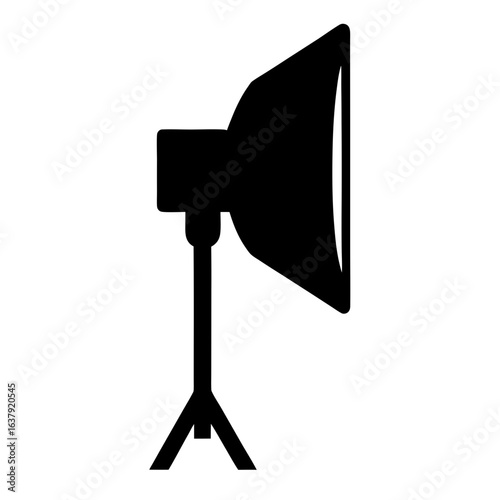Black silhouette of a softbox lighting setup used in photography studio