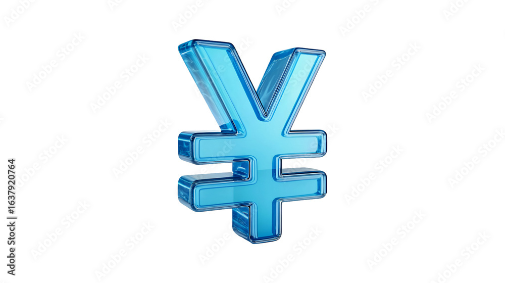 Obraz premium Shiny Blue Yen Currency Symbol 3D Render,