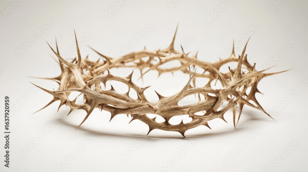 Obraz premium Crown of Thorns Symbolizing Sacrifice, Redemption and Faith on a White Background