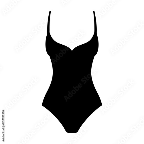 Sleek Black OnePiece Swimsuit Isolated on White for Summer Fashion