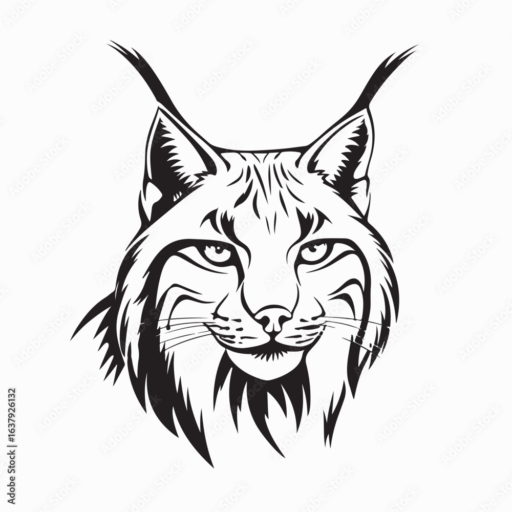 Obraz premium Wild lynx head vector logo design isolated on white background