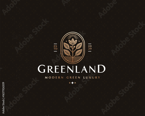 Greenland hotel apartment real estate building logo template for business