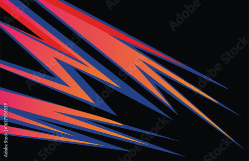 Gradient Lightning Streaks on Black Abstract Background,Sharp Electric Zigzag Pattern in Neon Gradient Colors,Dynamic Speed Burst Design in Red, Pink, and Purple
