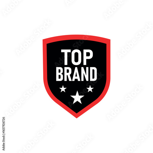 Top Brand Shield Badge Red Vector on White Background