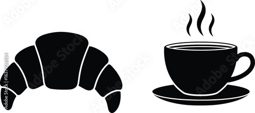 Croissant and Coffee Cup at a Cozy Bakery Setting