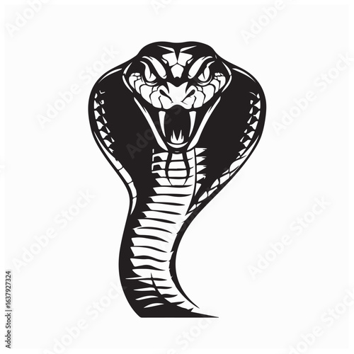 Fierce Snake Viper Aggressive Vector Logo Design Illustration on white background.
