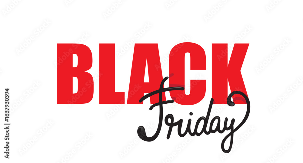 Fototapeta premium Black Friday Text Design with Bold and Stylish Typography in Red and Black. Black Friday Banner Design. Vector Illustration. 
