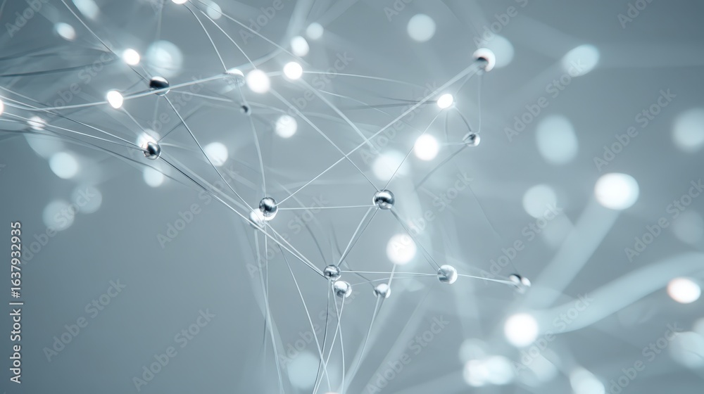 Obraz premium Abstract Network Connection Background with Glowing Nodes, Perfect for Technology, Science, and Data Visualization