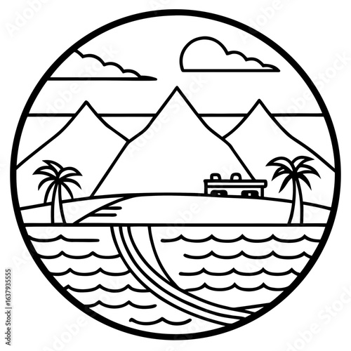 Nile River line art vector