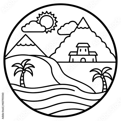 Nile River line art vector