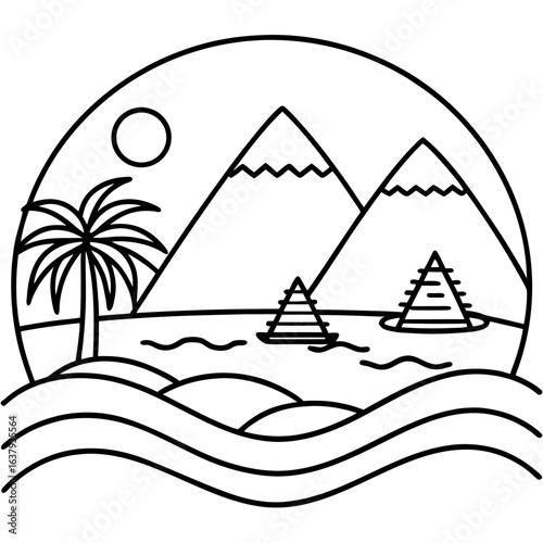 Nile River line art vector