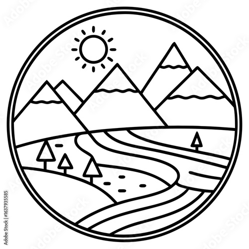 Nile River line art vector