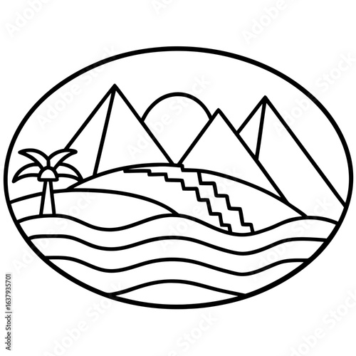 Nile River line art vector