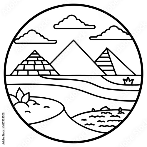Nile River line art vector
