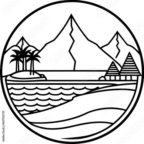 Nile River line art vector