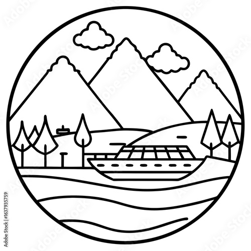 Nile River line art vector