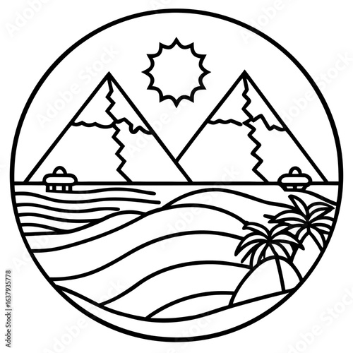 Nile River line art vector