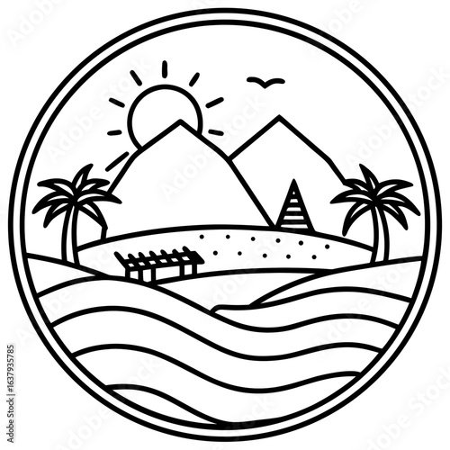 Nile River line art vector