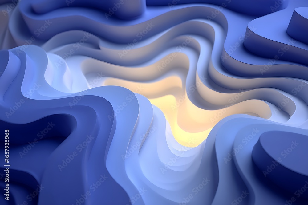 Abstract 3D Waves Gradient Blue Curves and Shadows with Soft, and Modern Background. Abstract 3D Waves Gradient Blue Curves and Shadows with Soft, and Modern Background.