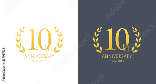 10周年記念のアニバーサリー用ベクターアイコン。金色、高級感、ベーシックなデザイン。