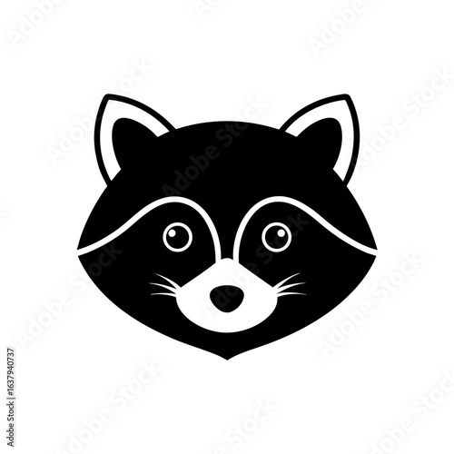 Raccoon face simple on transparent background silhouette