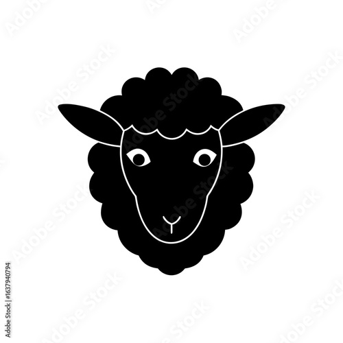Sheep head silhouette on transparent background