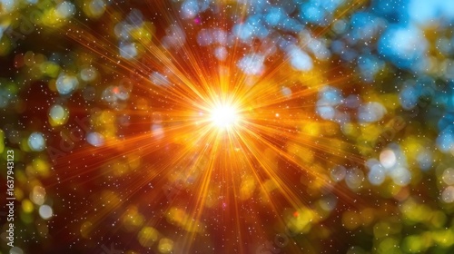 Sunlight radiating through foliage