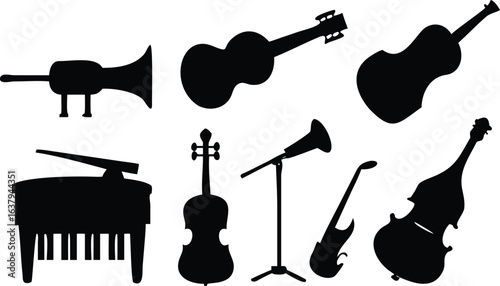 Silhouette of Various Musical Instruments