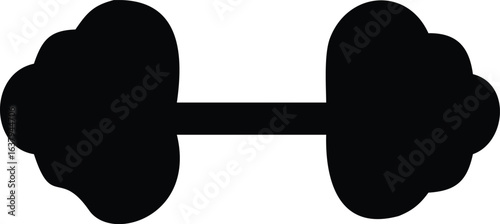 Simple Black Dumbbell Icon Vector Graphic