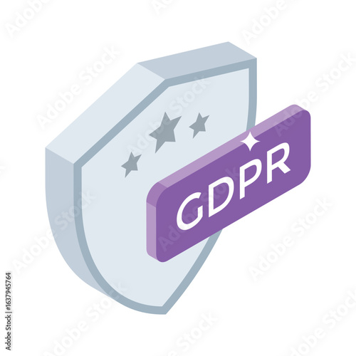Trendy isometric icon of gdpr policy shield