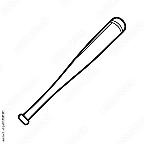 simple baseball bat outline vector on white background 
