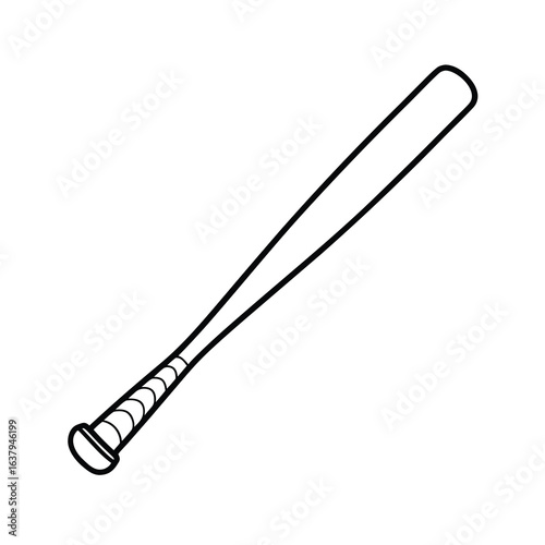 simple baseball bat outline vector on white background 