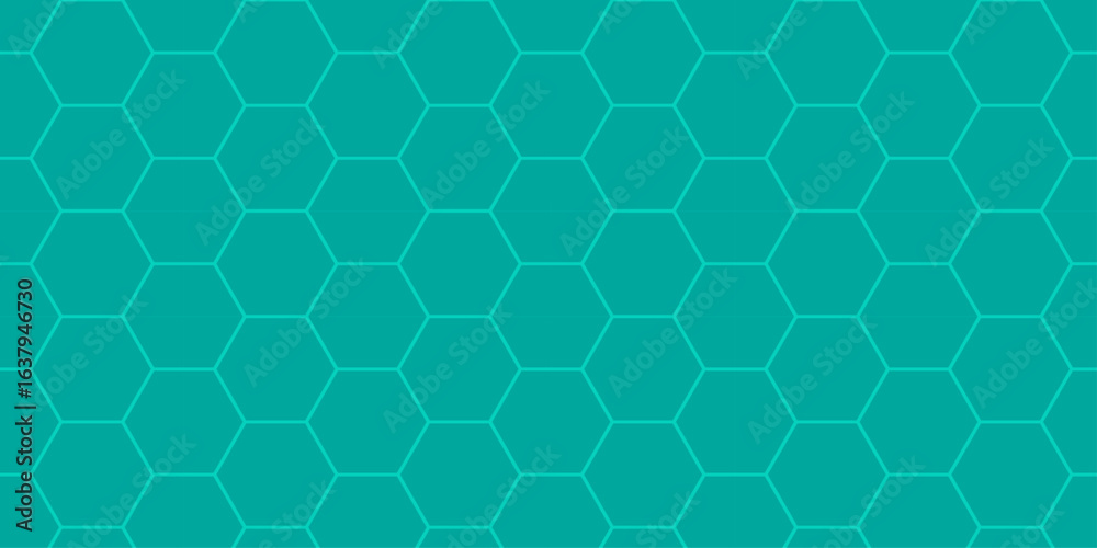 Obraz premium Seamless Hexagonal Pattern Background in Teal for Modern Design and Technology Concepts.