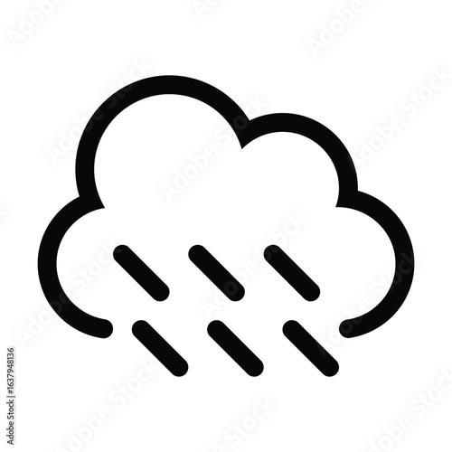 Outline cloud raining icon for rainy weather and showers.