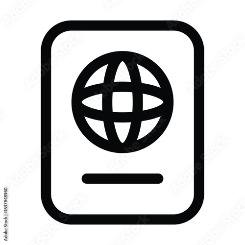 Outline passport icon for travel, document, and identification.
