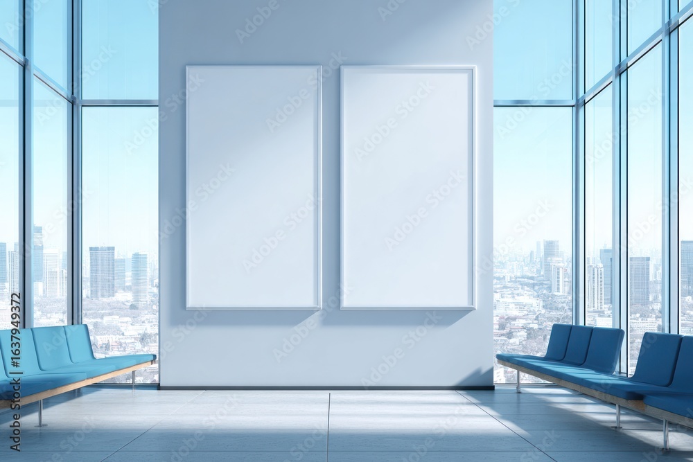 Fototapeta premium Modern waiting area with city views