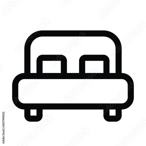 Outline hotel icon for accommodation, lodging, and stay.