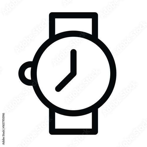 Outline watch icon for time, wristwatch, and clock