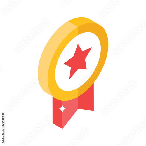 Check out this isometric icon of quality assurance badge with star
