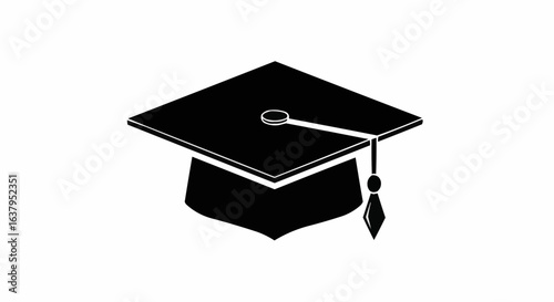 Graduation cap, mortar board black icon stock