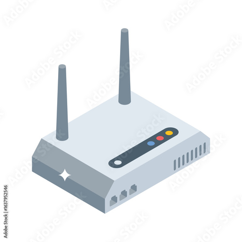 A visually engaging isometric icon of wireless router