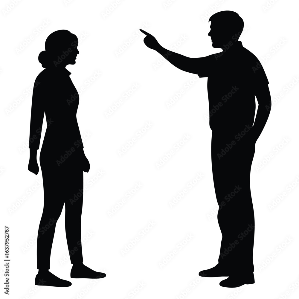 Fototapeta premium Silhouette of Couple Showing Relationship Struggle