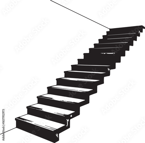 Black and White Illustration of a Simple Staircase Ascending on a White Background stairs steps