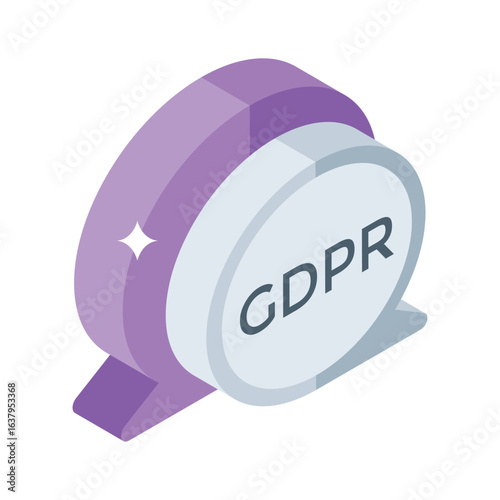 Modern isometric icon showing gdpr chat conversation