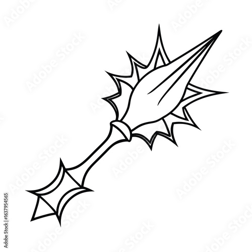 spiked bat outline vector on white background