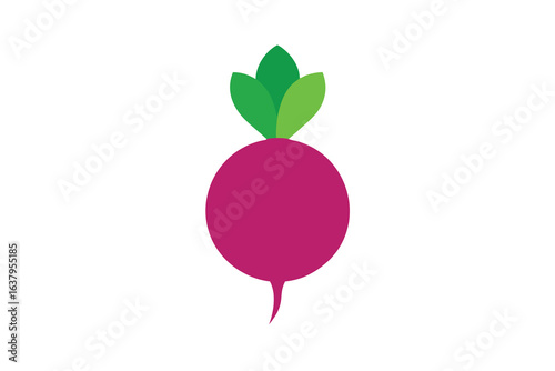 A purple radish with green leaves isolated on white background Ai Generated