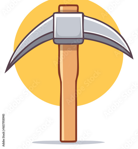 Classic Cartoon Pickaxe Icon for Mining, Construction, and Exploration