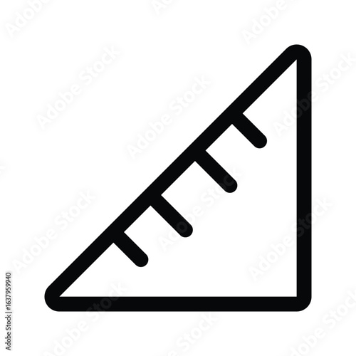 Outline ruler icon to measure length and as a tool.