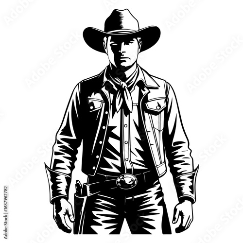 Vector Illustration of Cowboy Isolated on White