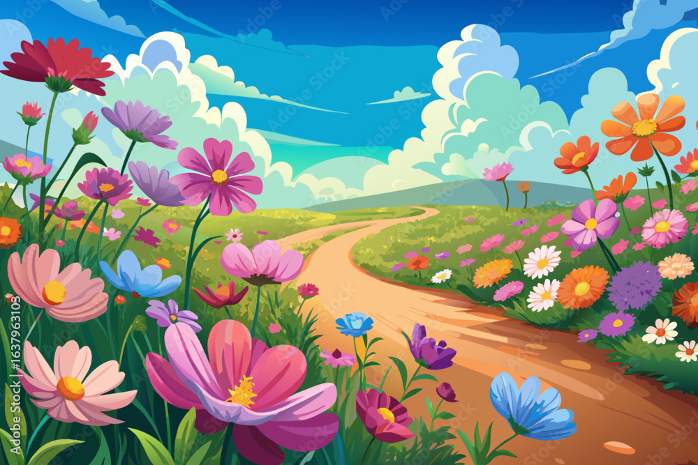 Fototapeta premium summer landscape with flowers